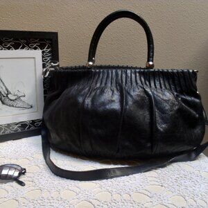 RIPANI Made in Italy Large Satchel / Crossbody Black Leather Bag
